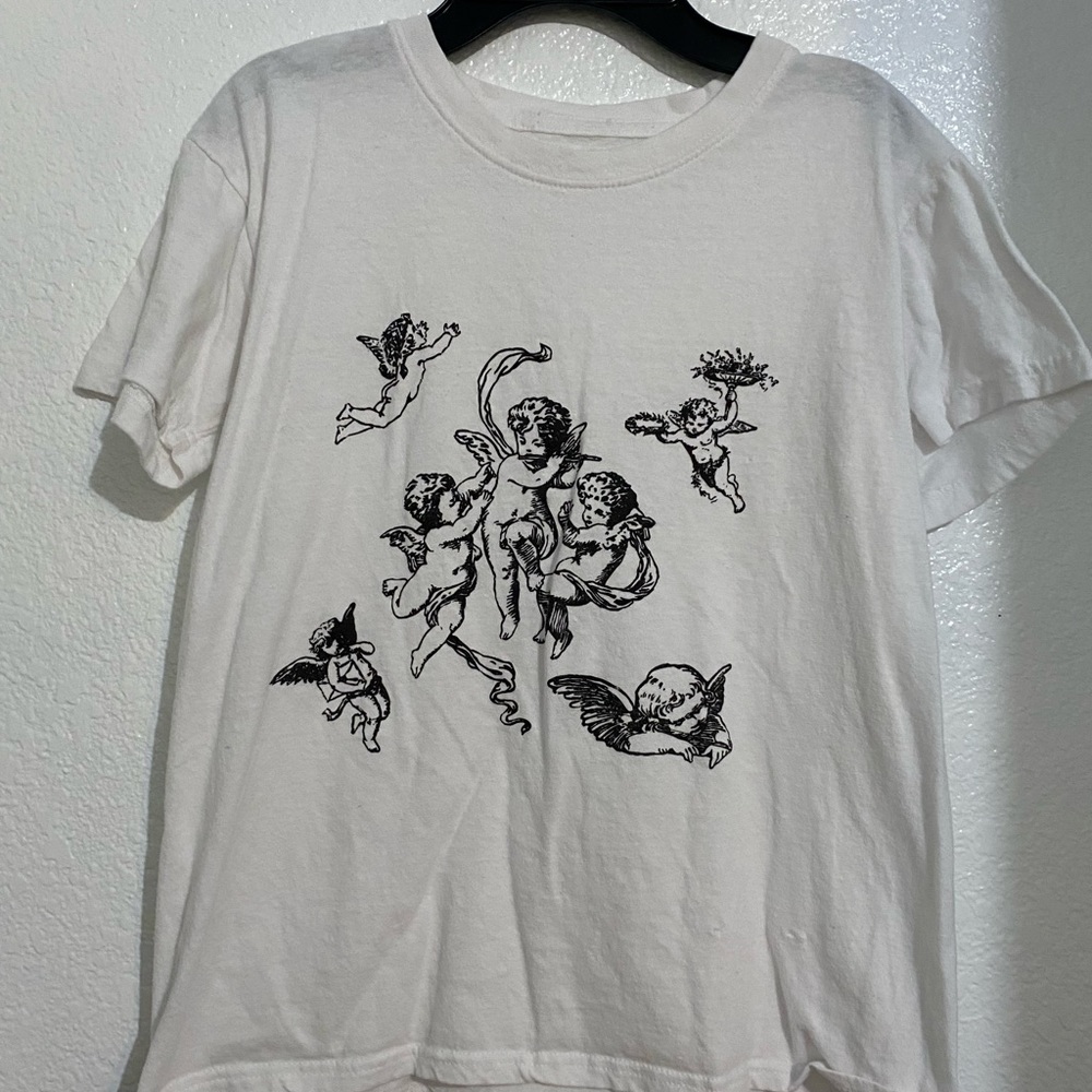 white angel graphic t-shirt